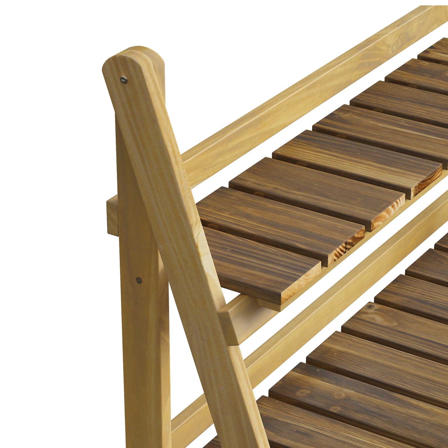 Outsunny Soporte Para Plantas De Madera De 3 Niveles 80x37x93 Cm Natural_3