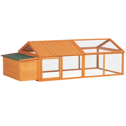 Pawhut Gallinero De Madera De 2 Pisos Para 4-8 Gallinas 240x112,5x76 Cm Natural_0
