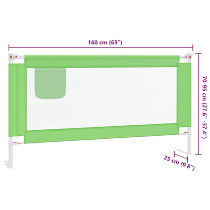 Vidaxl Barandilla De Seguridad Cama De Niño Verde Tela 160x25 Cm_2
