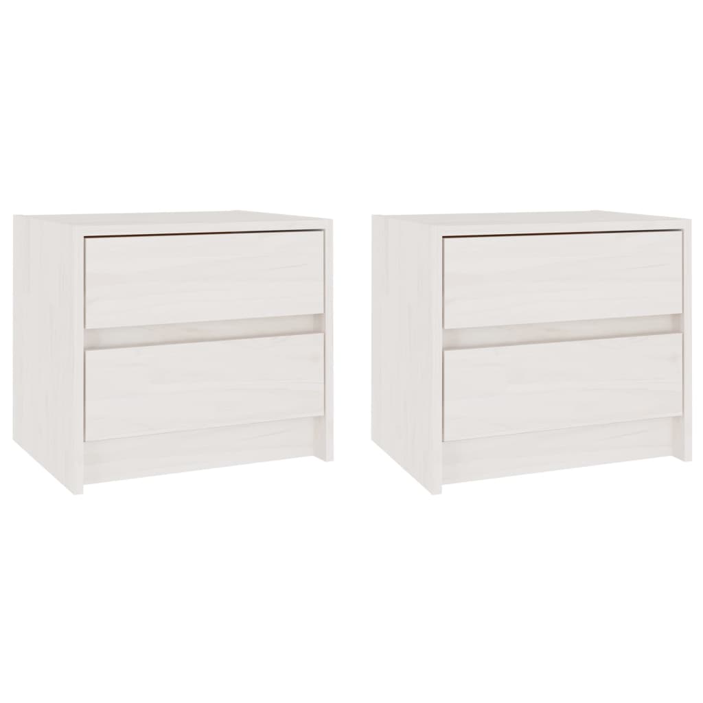 Mesitas De Noche 2 Uds Madera Maciza Pino Blanco 40x30,5x35,5cm_0