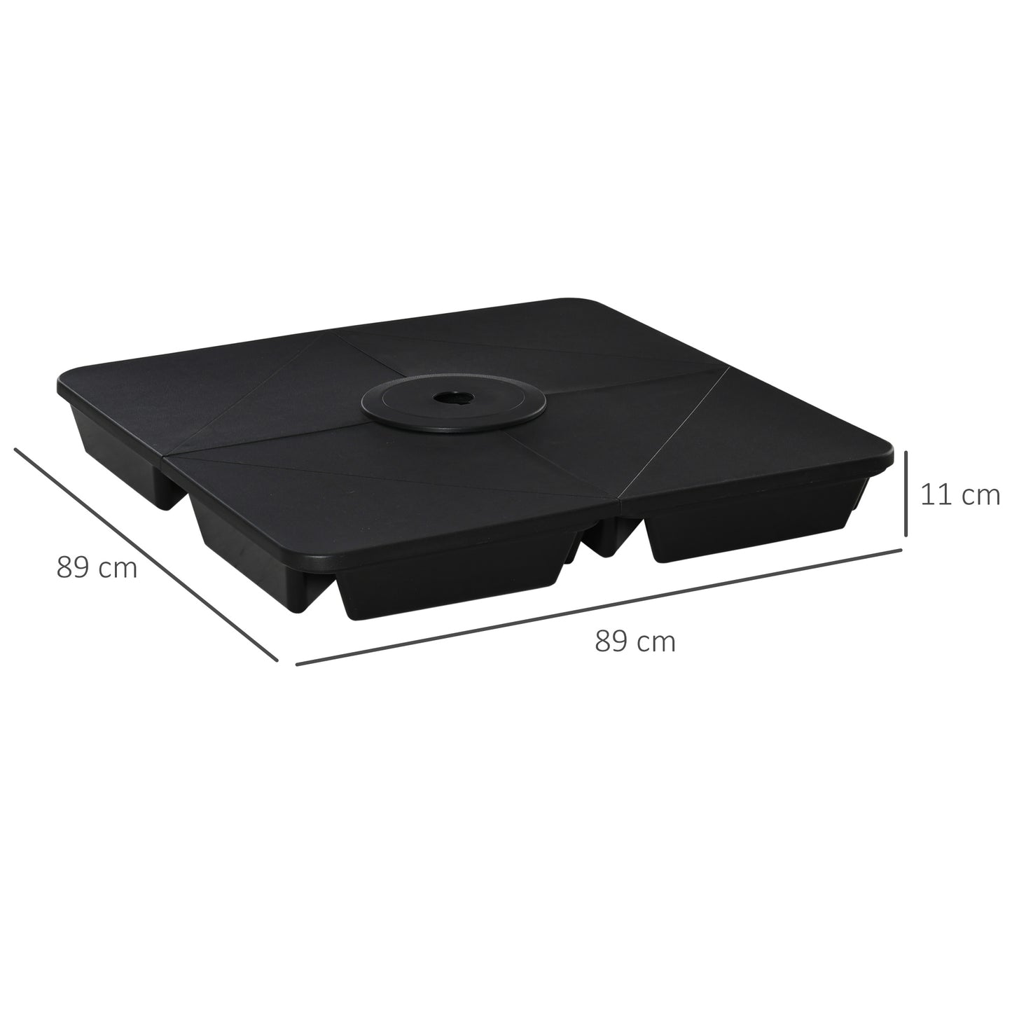 Outsunny Base Sombrilla 4 Piezas Rellenable Arena 80 Kg Para Jardín 89x89x11 Cm_2