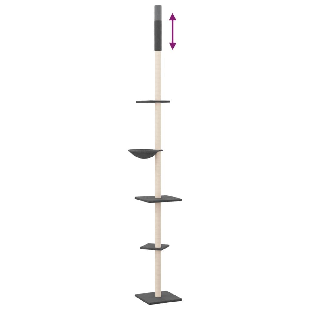 Vidaxl Árbol Rascador Gatos Suelo A Techo Gris Oscuro 263,5-289,5 Cm_4