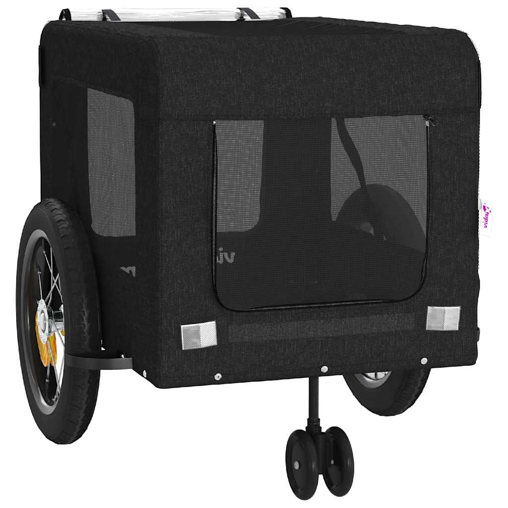 Remolque De Bicicleta Mascotas Hierro Tela Oxford Negro_5