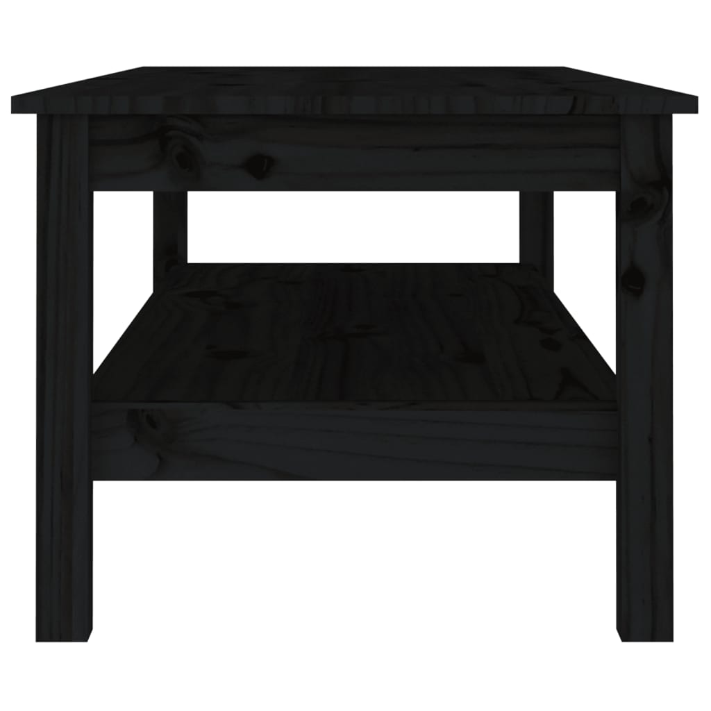 Mesa De Centro De Madera Maciza De Pino Negro 110x50x40 Cm_2