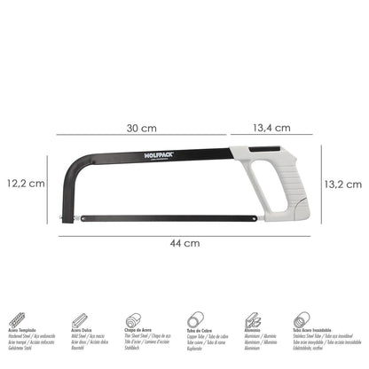 Arco Sierra Acero Con Empuñadura De Aluminio Angulo Corte Ajustable. Corta Acero, Aluminio, Madera, Plastico, Cobre_1
