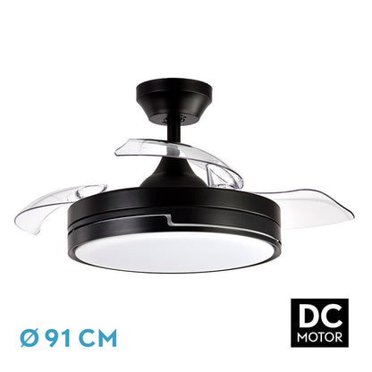 Ventilador Dc 48w Olimpia Negro 3aspas 91d 4800lm 6vel 3000k,4500k,6000k, Remoto+temporizador+memoria_0