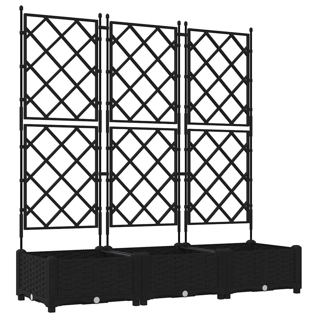 Vidaxl Maceta De Jardín Con Enrejado 3 Pcs Negro 120 X 40 X 125.5 Cm_0