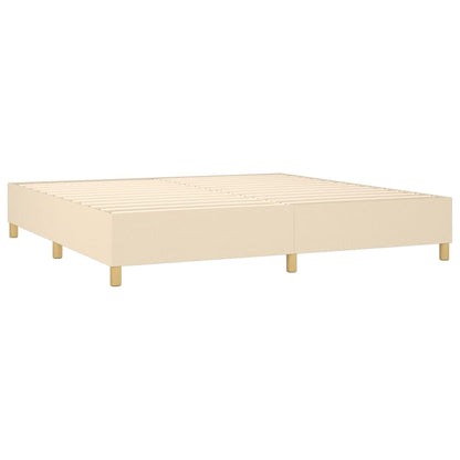 Cama Box Spring Colchón Y Luces Led Tela Crema 200x200 Cm / Vetonek_5