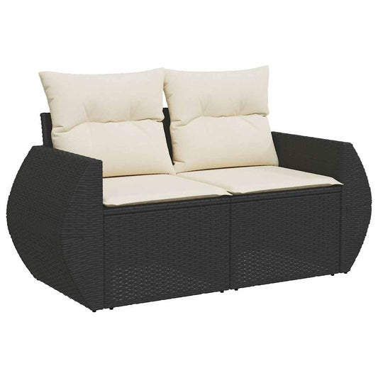 Set De Sofás De Jardín 7 Pzas Con Cojines Ratán Sintético Negro / Vetonek_0