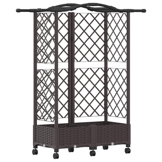Cama Elevada Con Trellis Y Techo Marrón 124 X 40 X 129 Cm Pp_0