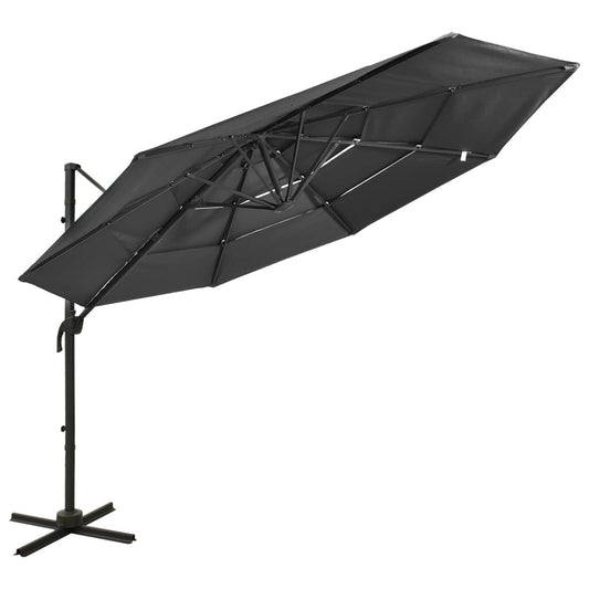 Vidaxl Sombrilla Jardín De 4 Niveles Palo De Aluminio Antracita 3x3 Cm_0