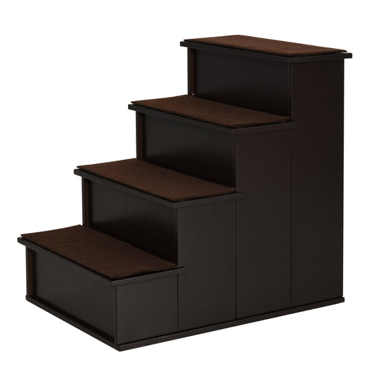 Pawhut Escalera Para Perros De 4 Peldaños Con Acolchados 40x59x54,2 Cm Marrón_0