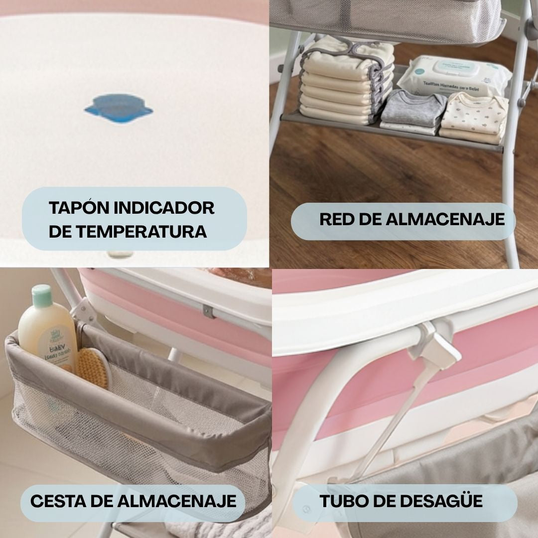 Bañera Plegable Para Bebé Con Soporte De Patas Antideslizantes Rosa Bathby_3