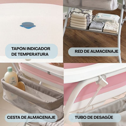 Bañera Plegable Para Bebé Con Soporte De Patas Antideslizantes Rosa Bathby_3