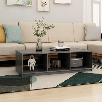 Mesa De Centro De Madera Maciza De Pino Gris 110x50x34 Cm_1