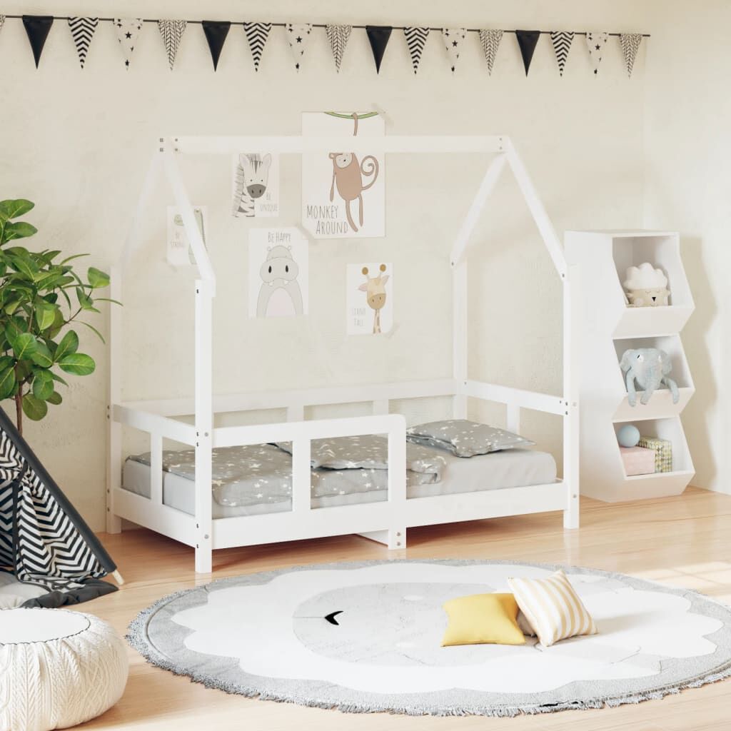 Vidaxl Estructura De Cama Para Niños Madera De Pino Blanco 70x140 Cm_1