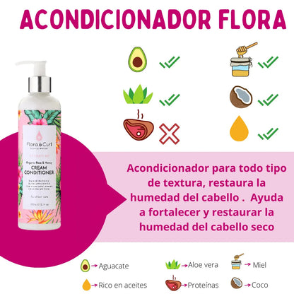 Acondicionador Crema Rose Water &amp; Honey Flora And Curl 300ml_1