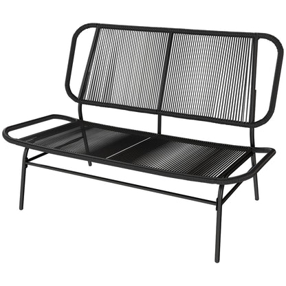 Outsunny Banco Exterior De Ratán De 2 Plazas Con Respaldo Tejido Negro_4