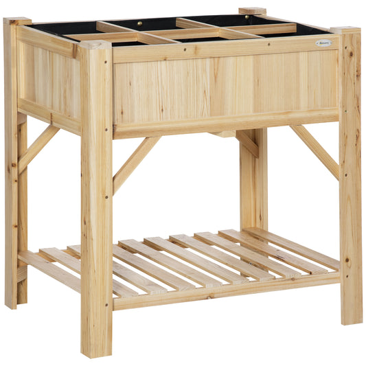 Huerto Urbano De Madera Con Estante Outsunny 78,5x58x81 Cm Natural_0
