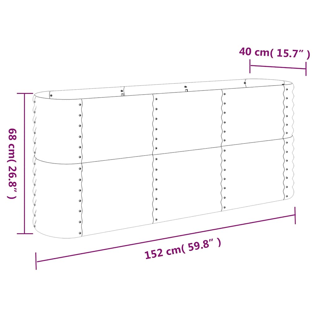 Jardinera Arriate Acero Galvanizado Antracita 152x40x68 Cm_5