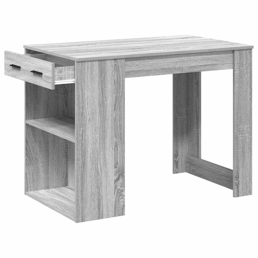 Escritorio Con Cajón Estante Madera Contrachapada Gris Sonoma_3