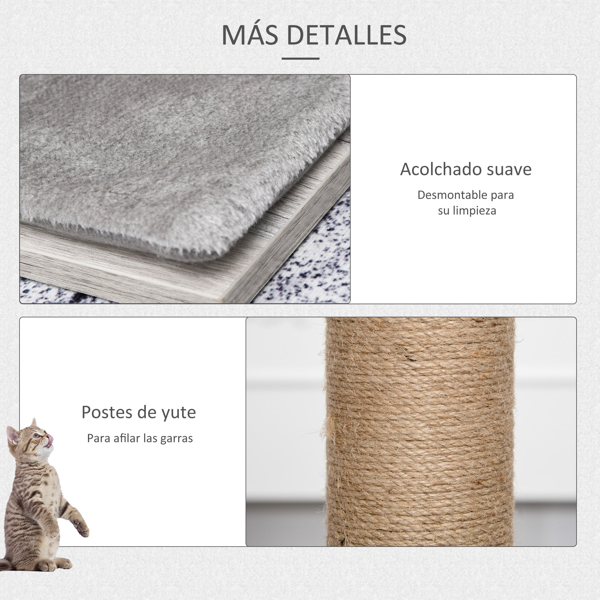 Pawhut Árbol Rascador Para Gatos Con Cueva Plataformas Y Postes De Rascar De_5
