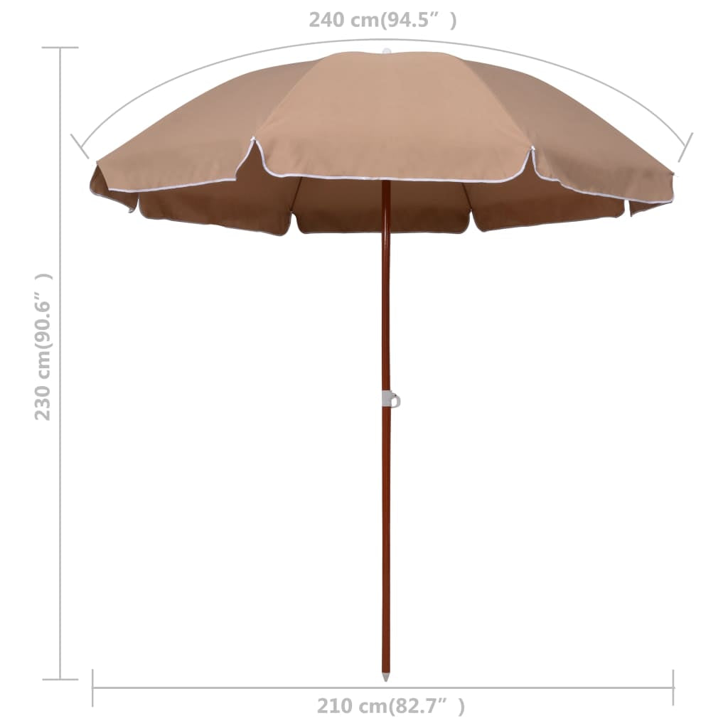 Vidaxl Sombrilla De Jardín Con Palo De Acero Taupe 240 Cm_2