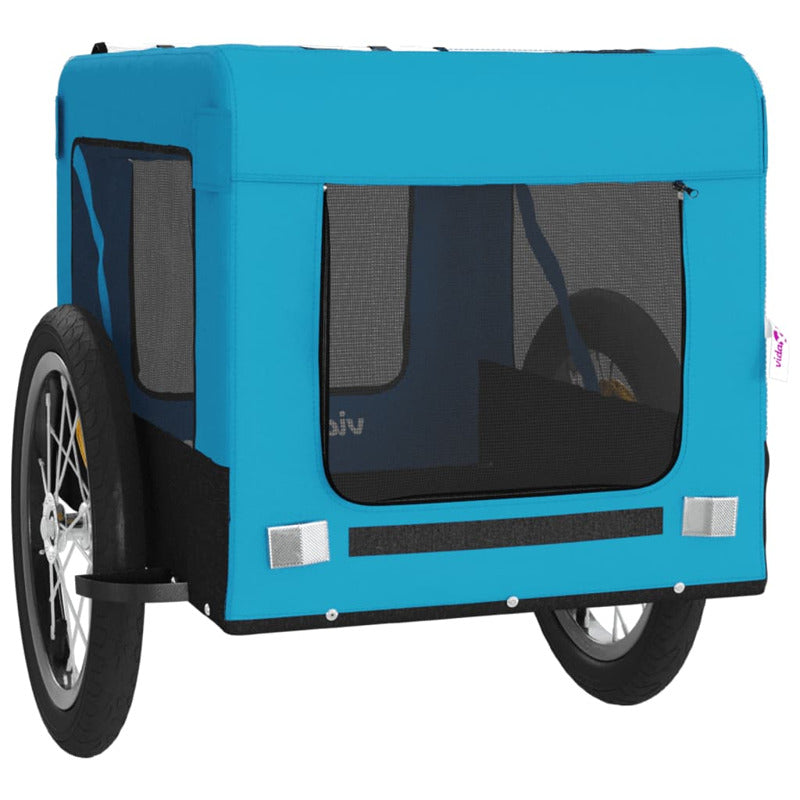 Vidaxl Remolque De Bicicleta Mascotas Hierro Tela Oxford Azul Negro_5