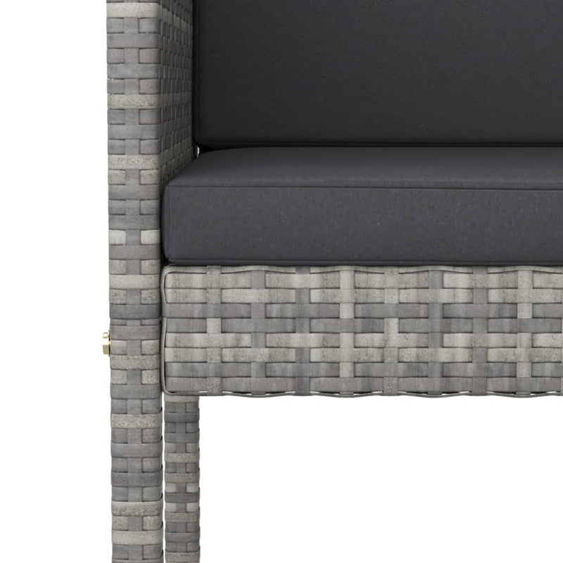 Vidaxl Taburetes De Cocina Con Cojines 4 Unidades Ratán Sintético Gris_5