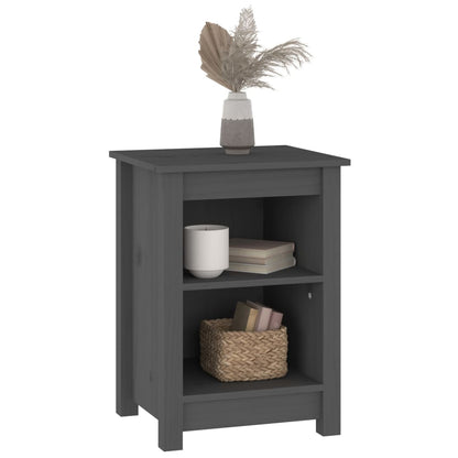 Mesitas De Noche 2 Uds Madera Maciza De Pino Gris 40x35x55 Cm_4