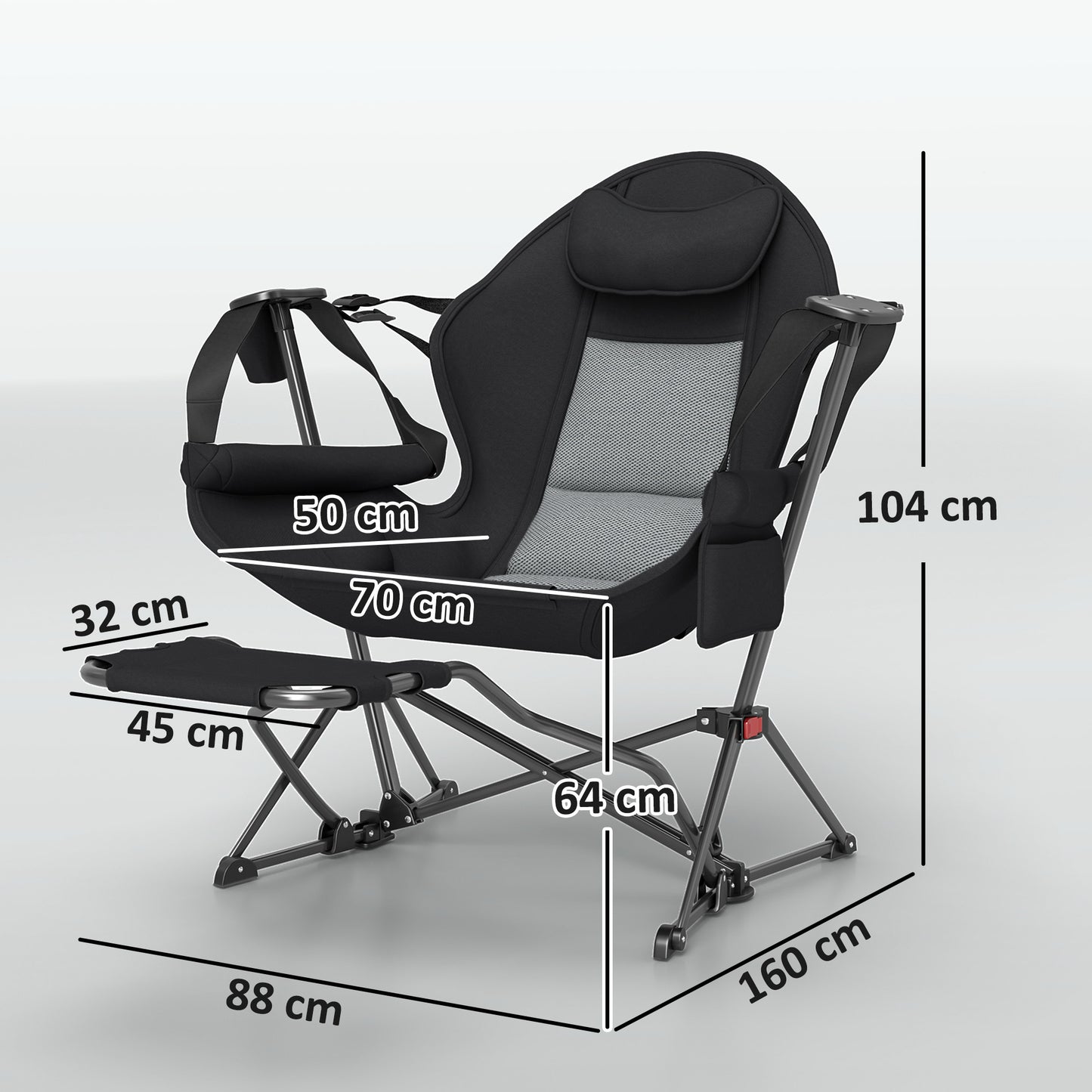 Outsunny Pack 2 Mecedora Jardín Exterior Con Reposapiés Carga 120 Kg Negro_2
