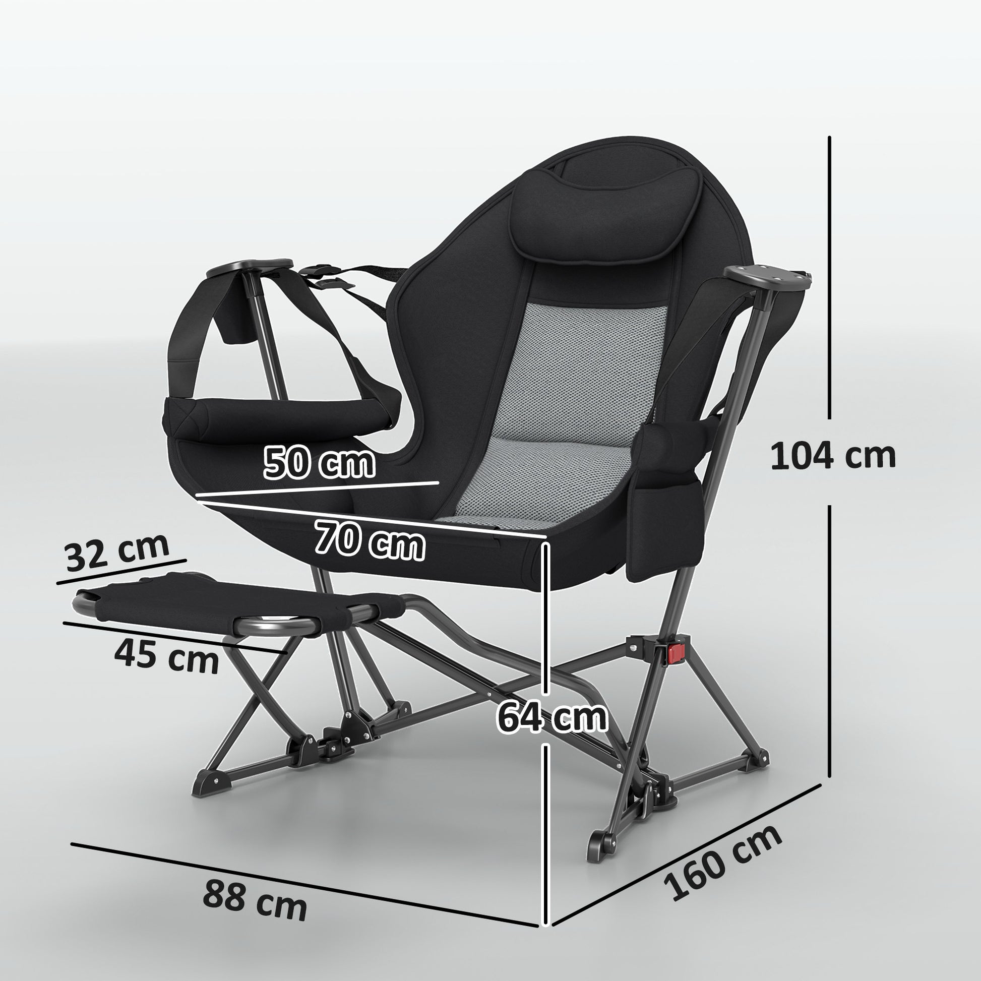 Outsunny Pack 2 Mecedora Jardín Exterior Con Reposapiés Carga 120 Kg Negro_2