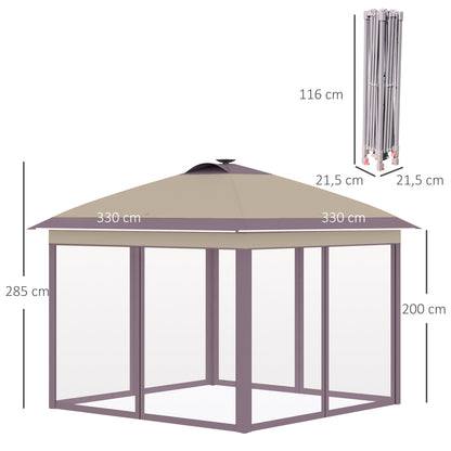 Outsunny Carpa Plegable Exterior 3,3x3,3x2,85 M Con Luces Led Y Control Remoto_2