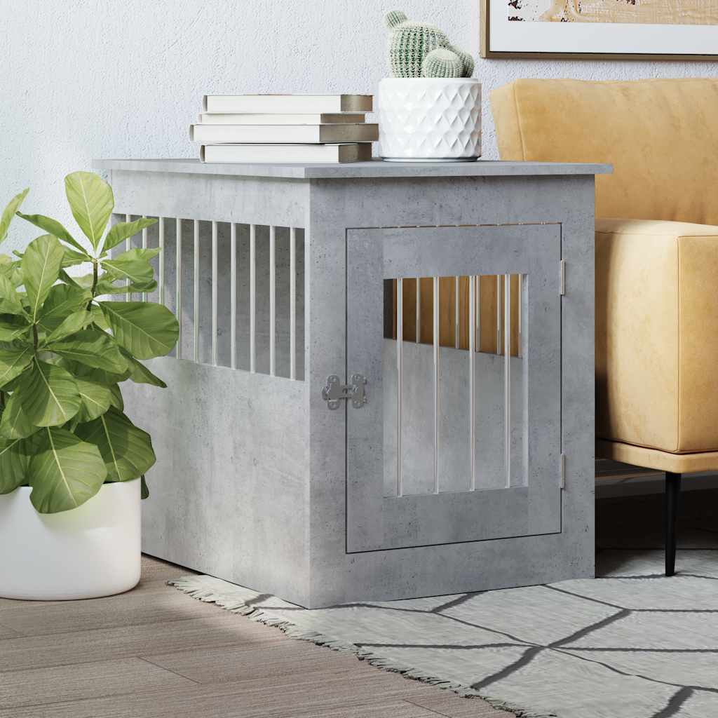 Jaula Para Perros Madera Ingeniería Gris Hormigón 55x75x65 Cm_1