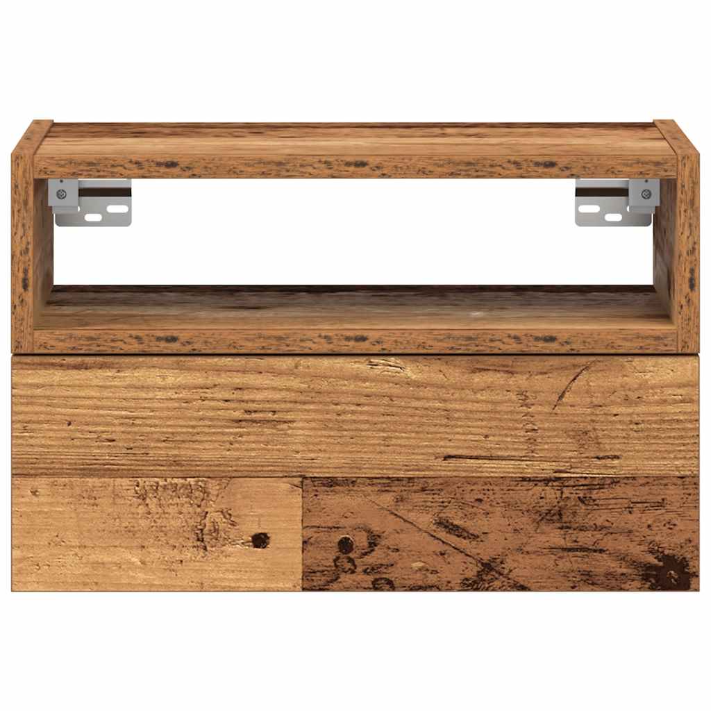 Mesita De Noche De Pared Madera Vieja 45x26x28,5 Cm_2