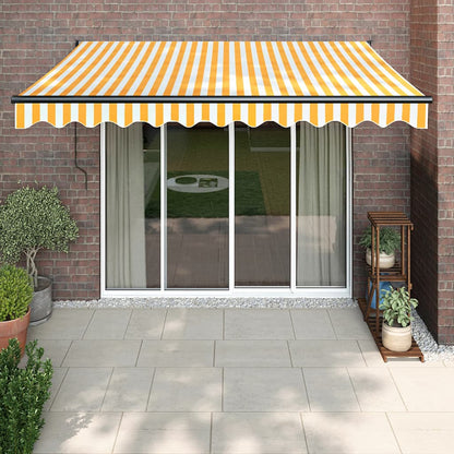 Toldo Retráctil Aluminio Y Tela Amarillo Y Blanco 3,5x2,5 M_1