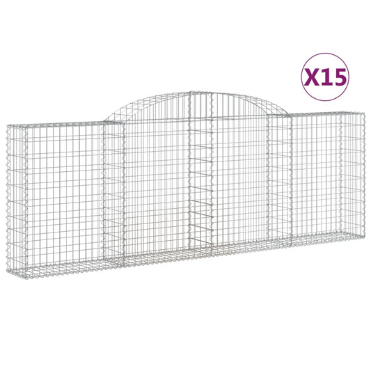 Cestas De Gaviones 15 Uds Forma Arco Hierro 300x30x100/120 Cm_0