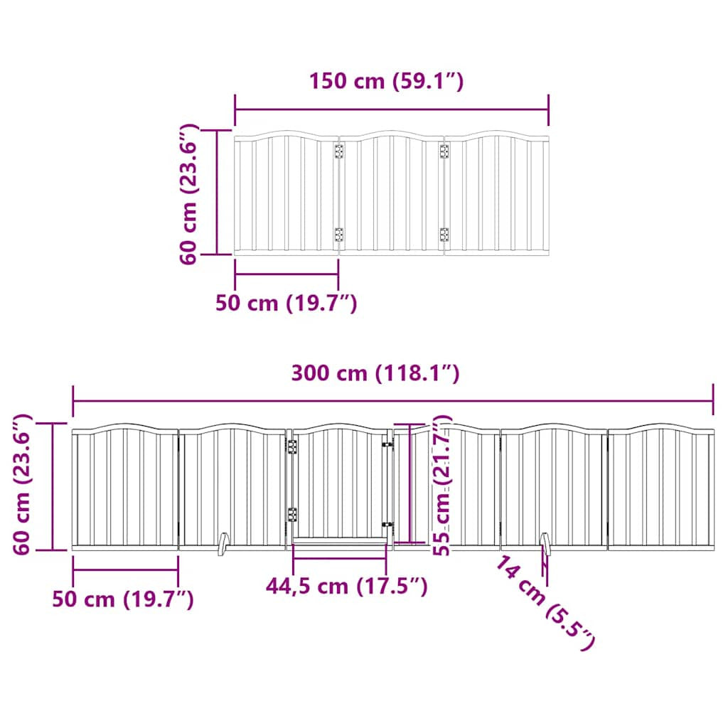 Vidaxl Puerta De Perros Plegable 12 Paneles Madera Álamo Blanca 600 Cm_2