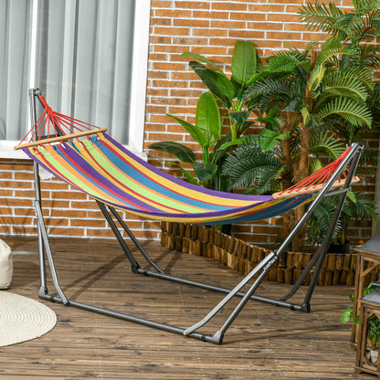 Outsunny Hamaca Con Soporte Plegable 2 En 1 Tendedero Con Barra 270x100x94 Cm_1