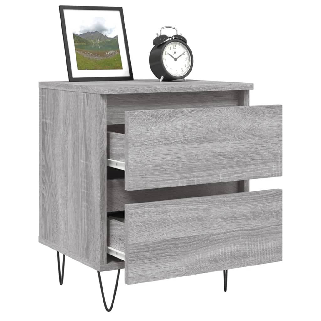 Mesita De Noche 2 Uds Madera Ingeniería Gris Sonoma 40x35x50 Cm_2