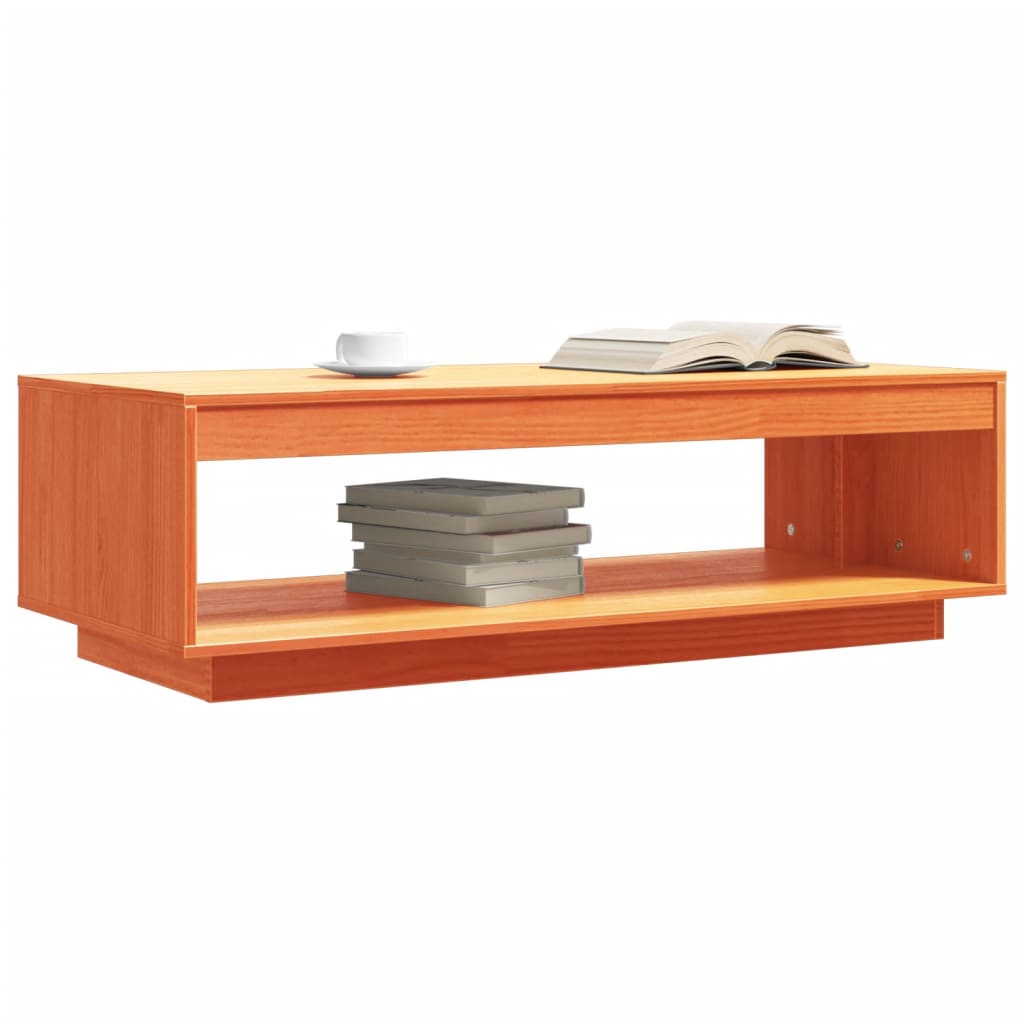 Mesa De Centro Madera Maciza De Pino Marrón Cera 110x50x33,5 Cm_2
