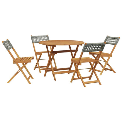 Set De Comedor De Jardín 5 Piezas Ratán Pe Madera Maciza Gris / Vetonek_5