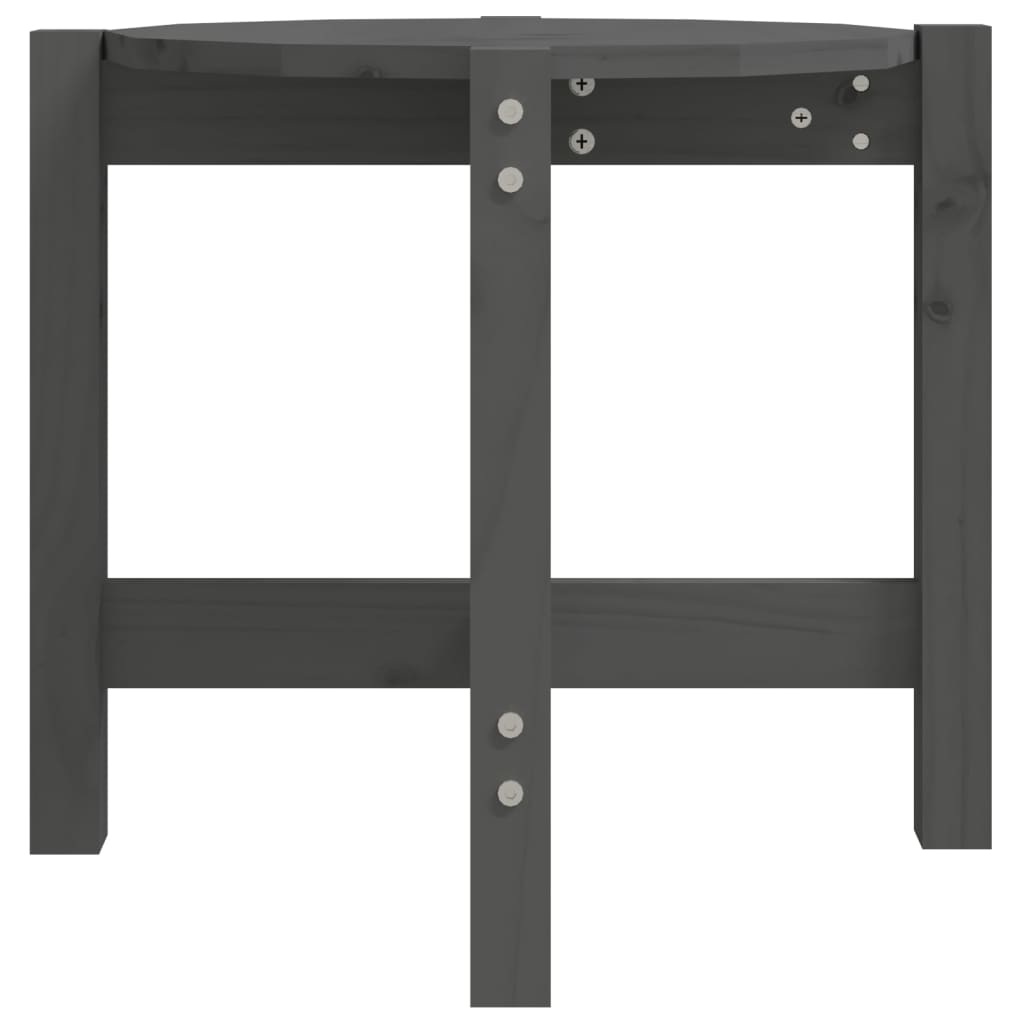Mesa De Centro De Madera Maciza De Pino Gris Ø52,5x45 Cm_4