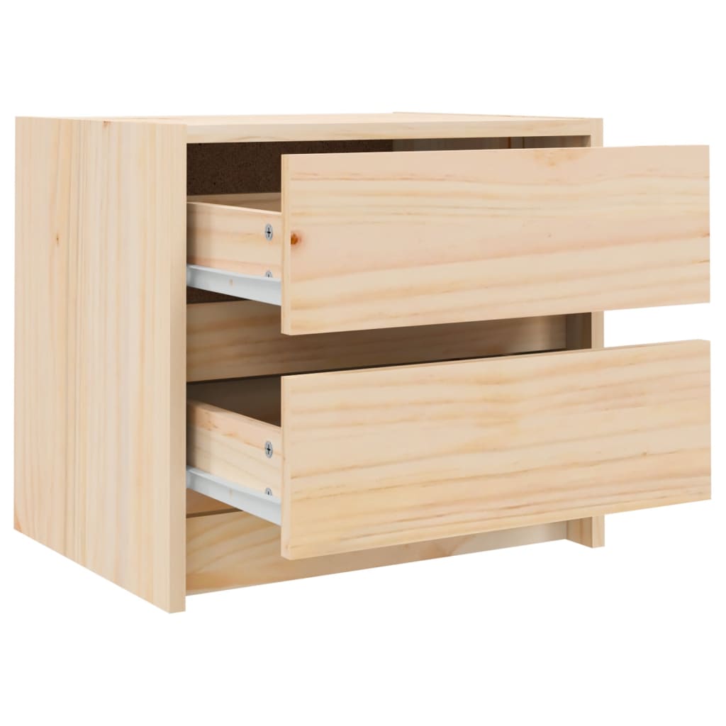 Mesita De Noche Madera Maciza De Pino 40x31x35,5 Cm_4