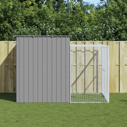 Caseta Para Perros Con Corredor Gris Claro 214x253x181 Cm Acero Galvanizado_1