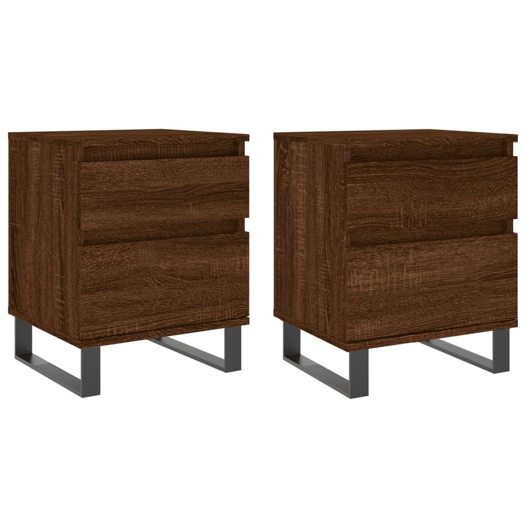 Mesitas Noche 2 Uds Madera Ingeniería Marrón Roble 40x35x50 Cm_0