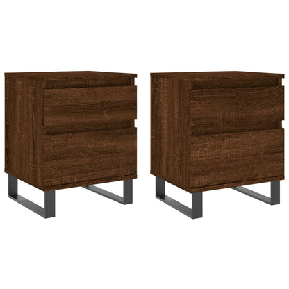 Mesitas Noche 2 Uds Madera Ingeniería Marrón Roble 40x35x50 Cm_0