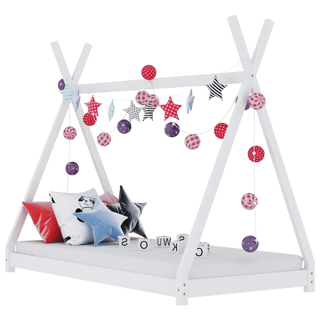 Vidaxl Estructura De Cama Infantil Madera Maciza Pino Blanca 70x140 Cm_0