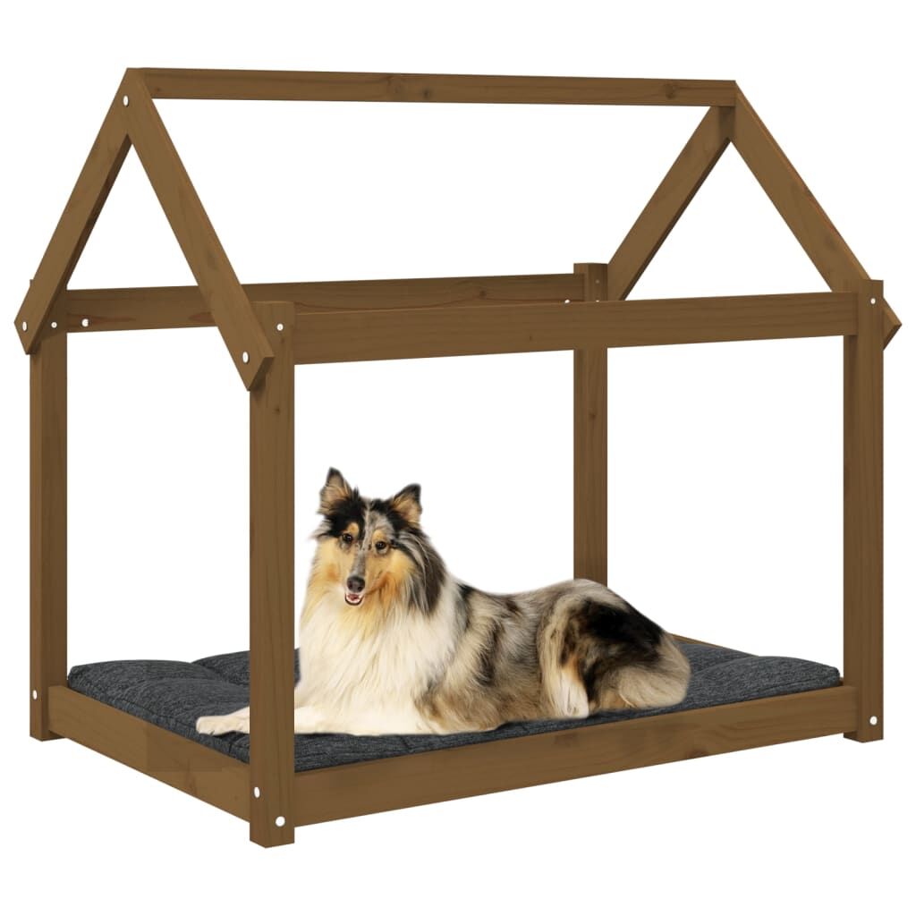 Vidaxl Cama Para Perros Madera Maciza Pino Marrón Miel 101x70x90 Cm_3