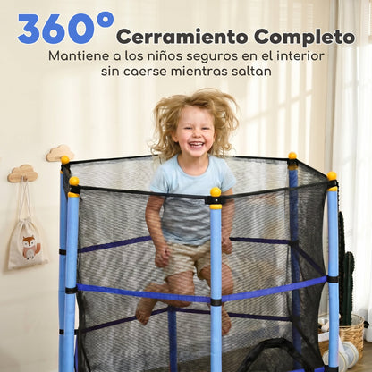 Homcom Cama Elástica Infantil Ø163 Cm Con Red De Seguridad Azul Y Negro_5